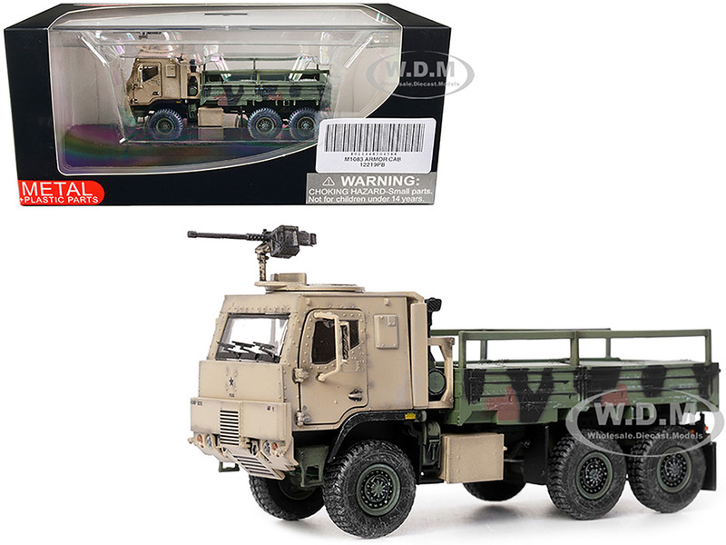 M1083 MTV Medium Tactical Vehicle Armored Cab Cargo Truck with Turret NATO Camouflage US Army Armor Premium Series 1/72 Diecast Model Panzerkampf 12219PB