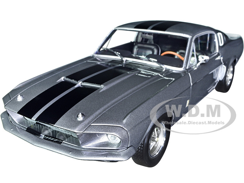 1967 SHELBY GT500 GRAY METALLIC W/STRIPES 1/18 DIECAST MODEL BY