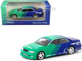 Toyota Chaser JZX100 RHD Right Hand Drive Green and Blue Falken Livery Global64 Series 1/64 Diecast Model Car Tarmac Works T64G-007-FA