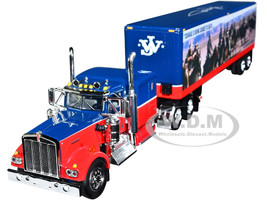 Kenworth W900A with 60 Sleeper and 40 Vintage Trailer John Wayne Courage Dark Blue and Red 1/64 Diecast Model DCP/First Gear 60-1205