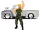 1956 Ford F-100 Pickup Truck Tan and Gray Metallic and Guile Diecast Figure Street Fighter Video Game Anime Hollywood Rides Series 1/24 Diecast Model Car Jada 34373