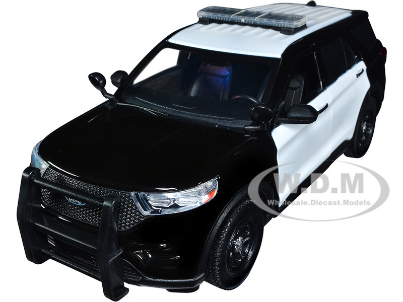 2022 Ford Police Interceptor Utility Unmarked Black and White 1/24 Diecast Model Car Motormax 76988BW