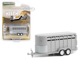 14-Foot Livestock Trailer Gray Hitch & Tow Trailers Series 1/64 Diecast Model Greenlight 30424