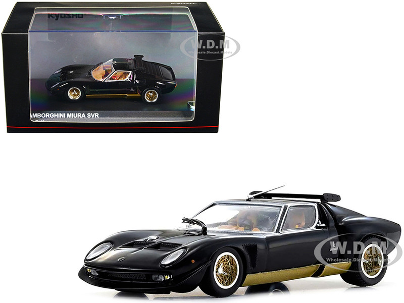 Lamborghini Miura SVR Black with Gold Accents and Wheels 1/43 Diecast Model Car Kyosho KS03203BKG