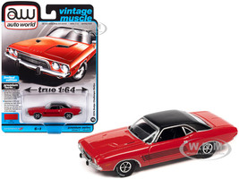 1974 Dodge Challenger Rallye Bright Red with Black Vinyl Top Vintage Muscle Limited Edition 1/64 Diecast Model Car Auto World 64382-AWSP117B