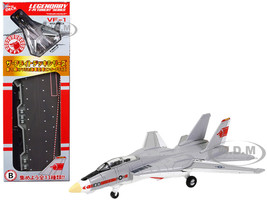 Grumman F 14 Tomcat Fighter Aircraft VF 1 Wolfpack and Section B of USS Enterprise CVN 65 Aircraft Carrier Display Deck Legendary F 14 Tomcat Series 1/200 Diecast Model Forces of Valor WJ-831102