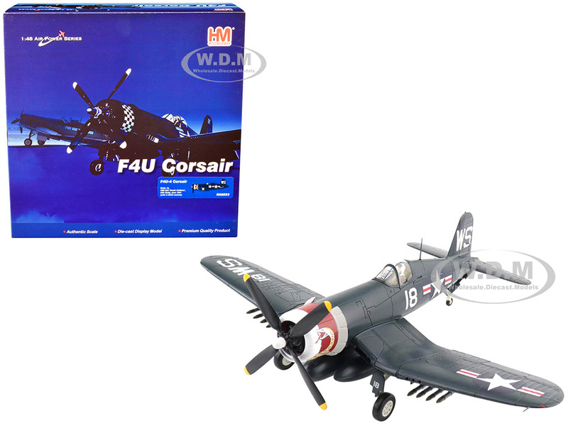 Vought F4U 4 Corsair Fighter Aircraft VMF 323 Death Rattlers USS Sicily June 1951 Air Power Series 1/72 Scale Model Hobby Master HA8223