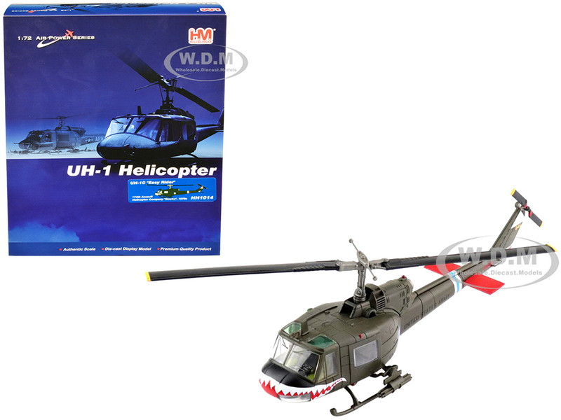 Bell UH 1C Easy Rider Helicopter 174th Assault Helicopter Company Sharks 1970s Air Power Series 1/72 Diecast Model Hobby Master HH1014