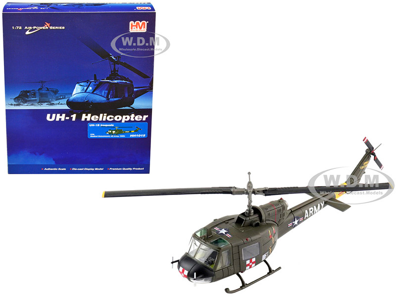Bell UH 1B Iroquois Helicopter 57th Medical Detachment US Army 1960s Air Power Series 1/72 Diecast Model Helicopter Hobby Master HH1015