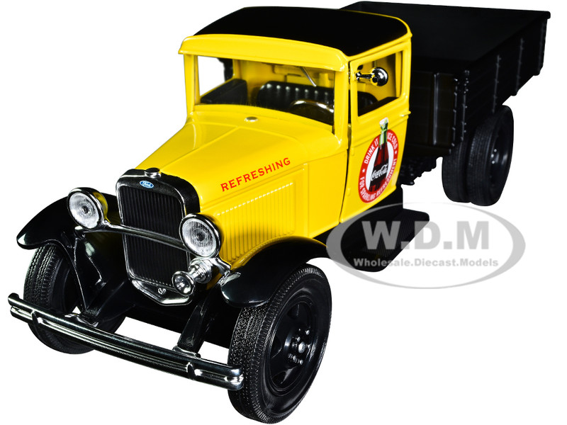 1931 Ford Model AA Pickup Truck Yellow and Black Drink it Ice Cold for Sparkling Refreshment Coca Cola 1/24 Diecast Model Car Motor City Classics 424023