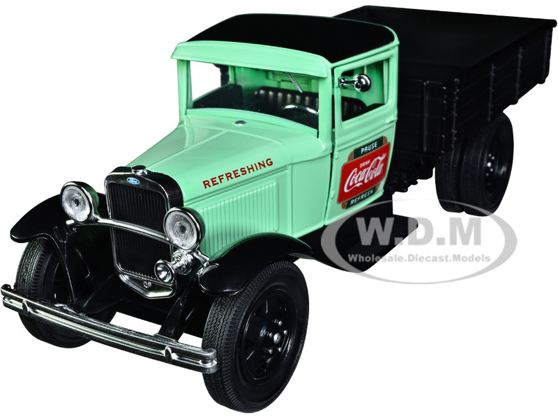 1931 Ford Model AA Pickup Truck Light Green and Black Pause Refresh Drink Coca Cola 1/24 Diecast Model Car Motor City Classics 424024