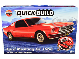 Skill 1 Model Kit 1968 Ford Mustang GT Red Snap Together Painted Plastic Model Car Kit Airfix Quickbuild J6035