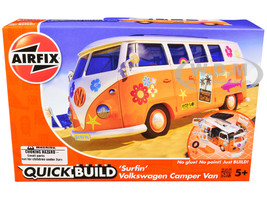 Skill 1 Model Kit Volkswagen Camper Van Surfin Snap Together Painted Plastic Model Car Kit Airfix Quickbuild J6032