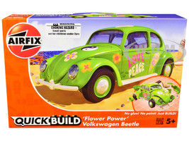 Skill 1 Model Kit Old Volkswagen Beetle Flower Power Snap Together Painted Plastic Model Car Kit Airfix Quickbuild J6031