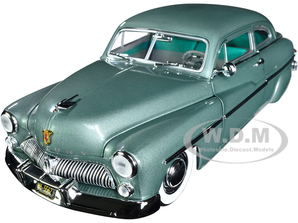 1949 Mercury Eight Coupe Berwick Green Metallic with Green and Gray  Interior 1/18 Diecast Model Car by Auto World