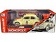 1963 Volkswagen Beetle Yukon Yellow with Monopoly Graphics Free Parking and Mr Monopoly Resin Figure 1/18 Diecast Model Car Auto World AWSS141