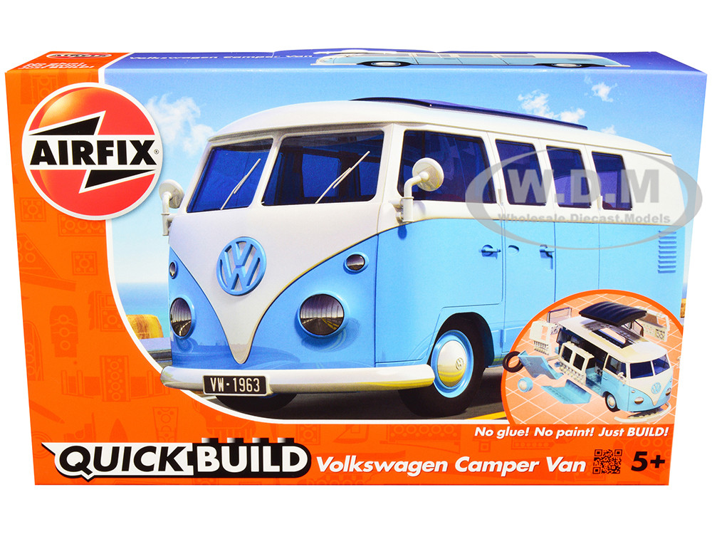 Skill 1 Model Kit Volkswagen Camper Van Blue Snap Together