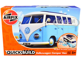 Skill 1 Model Kit Volkswagen Camper Van Blue Snap Together Painted Plastic Model Car Kit Airfix Quickbuild J6024