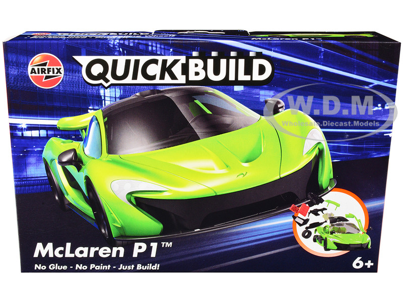 Skill 1 Model Kit Mclaren P1 Green Snap Together Painted Plastic Model Car Kit Airfix Quickbuild J6021