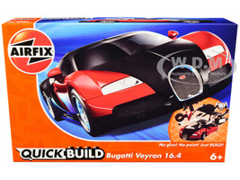 Skill 1 Model Kit Bugatti Veyron Red Black Snap Together Painted Plastic Model Car Kit Airfix Quickbuild J6020