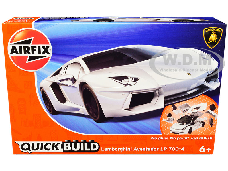 Skill 1 Model Kit Lamborghini Aventador LP 700 4 White Snap Together Painted Plastic Model Car Kit Airfix Quickbuild J6019