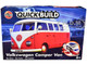 Skill 1 Model Kit Volkswagen Camper Van Red Snap Together Painted Plastic Model Car Kit Airfix Quickbuild J6017