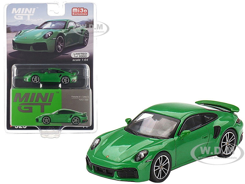 Porsche 911 Turbo S Python Green Limited Edition to 3000 pieces Worldwide 1/64 Diecast Model Car True Scale Miniatures MGT00525