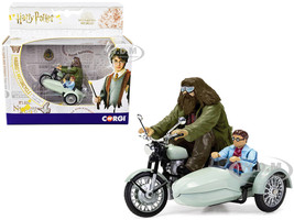 Motorcycle and Sidecar Light Green with Harry and Hagrid Figures Harry Potter and the Deathly Hallows Part 1 2010 Movie Diecast Motorcycle Model by Corgi CC99727