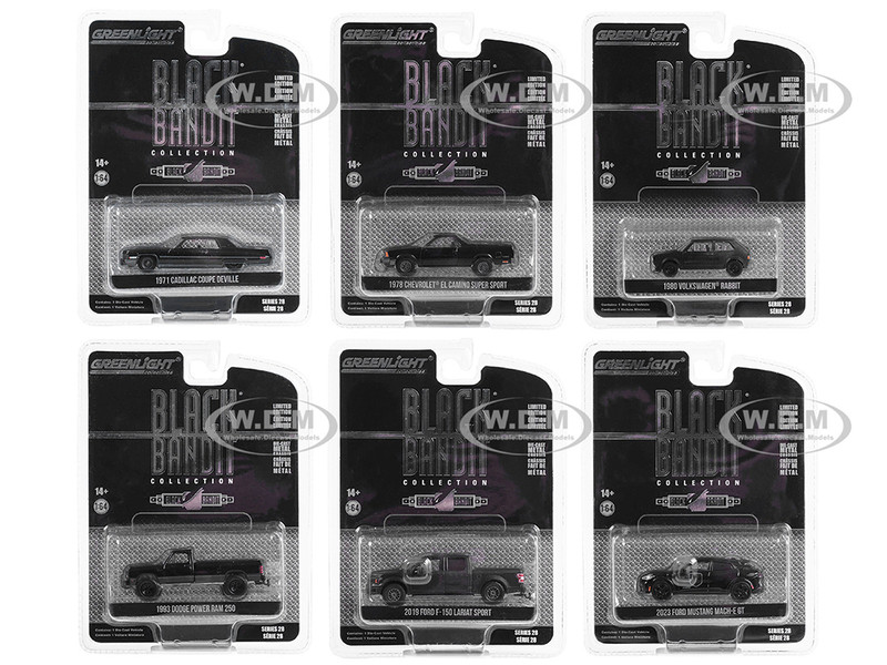 Black Bandit 6 piece Set Series 28 1/64 Diecast Model Cars Greenlight 28130SET