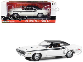 1971 Dodge Challenger R T Bright White with Black Stripes and Top 1/18 Diecast Model Car Greenlight 13668