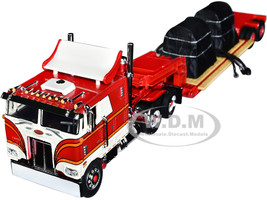 Peterbilt 352 COE 110 Sleeper with Turbo Wing and Rogers Vintage Lowboy Trailer with Coil Load Cream and Red 1/64 Diecast Model DCP/First Gear 60-1308