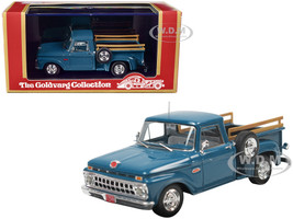 1965 Ford F 100 Stepside Pickup Truck Caribbean Turquoise with White Interior Limited Edition to 220 pieces Worldwide 1/43 Model Car Goldvarg Collection GC-033B
