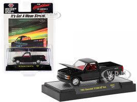 1991 Chevrolet C1500 SS 454 Pickup Truck Black with Red Interior The Heartbeat of America It s Got A Mean Streak Limited Edition to 9900 pieces Worldwide 1/64 Diecast Model Car M2 Machines 31500-HS42