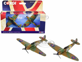Supermarine Spitfire Fighter Aircraft and Hawker Hurricane Fighter Aircraft Set of 2 Pieces RAF Battle of Britain Collection Diecast Models Corgi CS90686