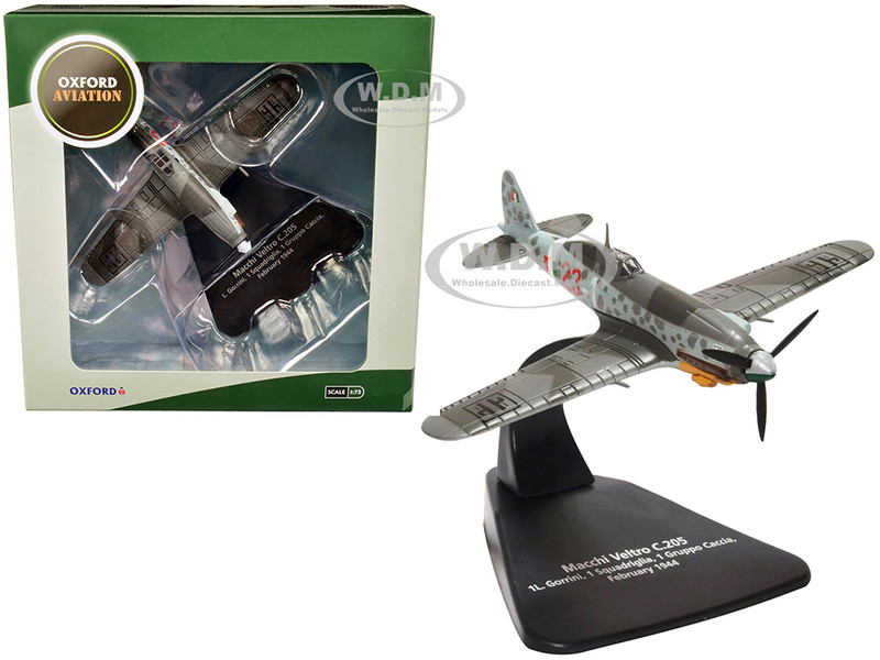 Macchi Veltro C.205 Fighter Aircraft Italy L Gorrini 1 Squadriglia 1 Gruppo Caccia February 1944 Oxford Aviation Series 1/72 Diecast Model Airplane Oxford Diecast AC091