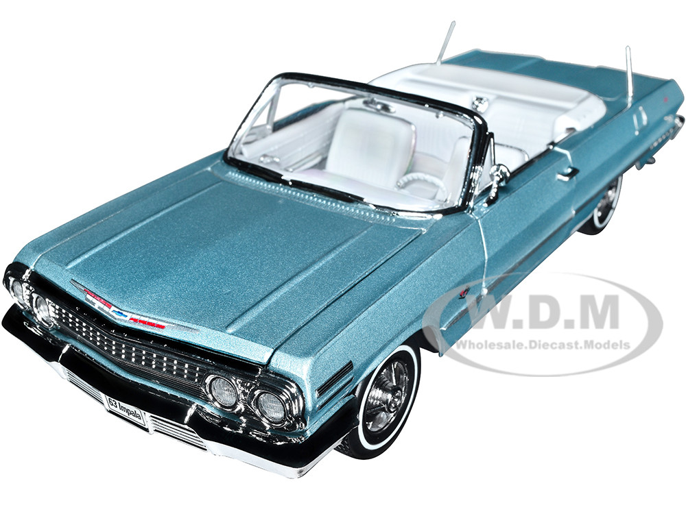 1963 Chevrolet Impala Convertible Light Blue Metallic with White