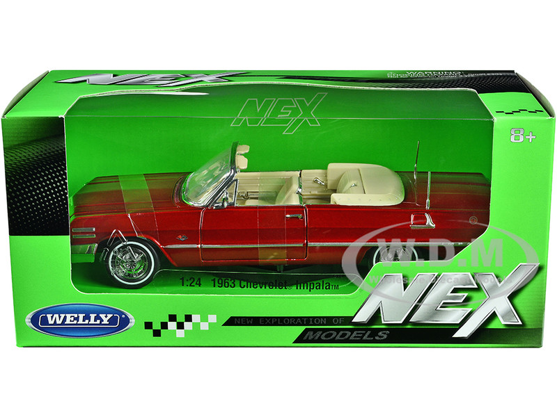 ミニカー WELLY 1/24 1963 Impala SS Convertible 1963 CHEVROLET IMPALA CONVERTIBLE RED METALLIC 1/24 DIECAST MODEL