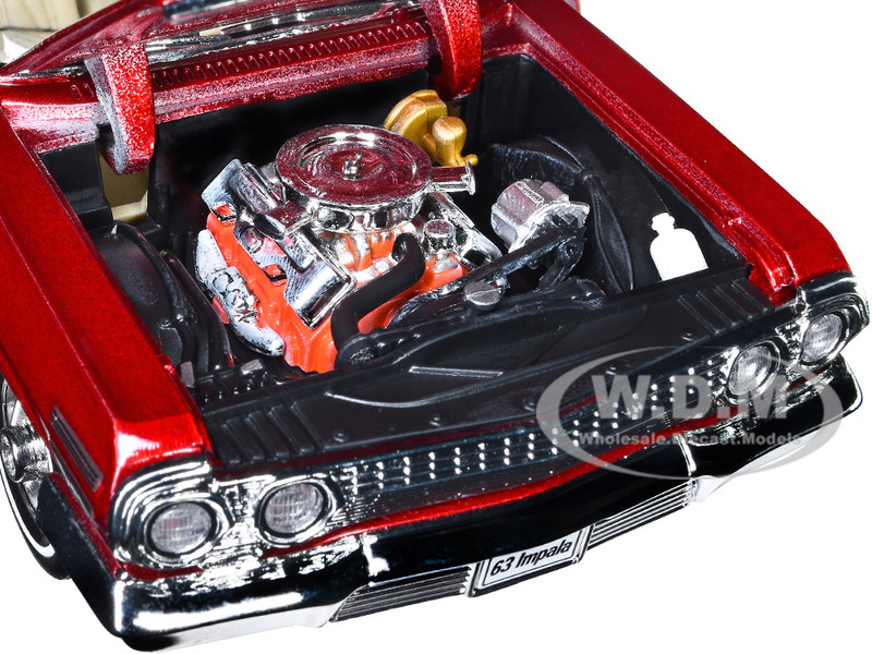 1963 Chevrolet Impala Convertible Red Metallic NEX Models 1 24 Diecast Model Car Welly 22434W MRD