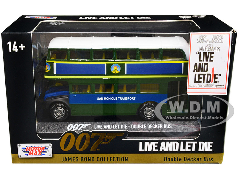 Double Decker Bus San Monique Transport James Bond 007 Live and Let Die 1973 Movie James Bond Collection Series Diecast Model Motormax 79846