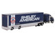 Western Star 49X with Racing Transporter and Shelby GT500 SE Widebody Ford Performance Blue Metallic with White Stripes Shelby American 2 Piece Set 1/64 Diecast Model Cars True Scale Miniatures MGTS0005