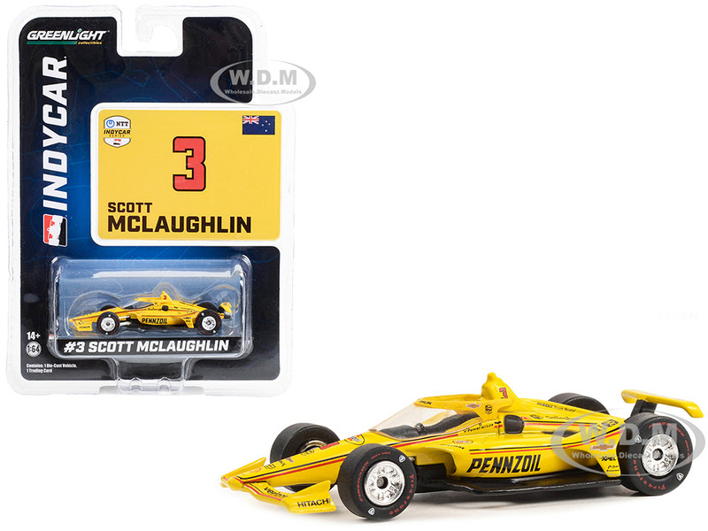 Dallara IndyCar #3 Scott McLaughlin Pennzoil Team Penske NTT IndyCar Series 2023 1/64 Diecast Model Car Greenlight 11564