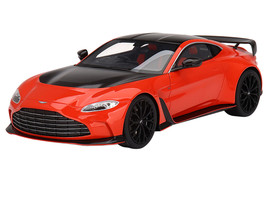 Aston Martin V12 Vantage RHD Right Hand Drive Scorpus Red with Black Top and Carbon Hood 1/18 Model Car Top Speed TS0463