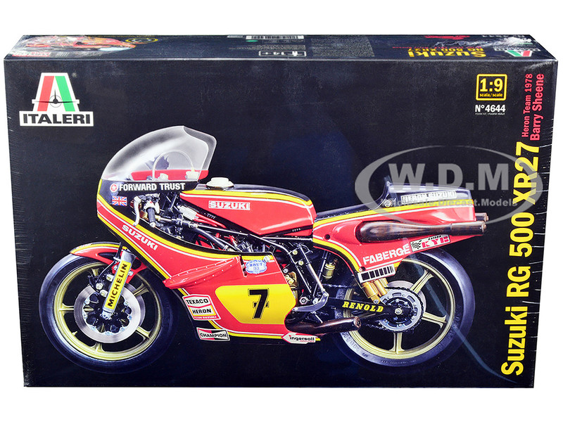 Skill 5 Model Kit Suzuki RG 500 XR27 Motorcycle #7 Barry Sheene Heron Team 1978 1/9 Scale Model Italeri 4644