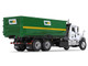 Mack Granite MP Refuse Garbage Truck with Tub Style Roll  Off Container Waste Management White and Green 1/87 HO Diecast Model First Gear 80-0356D