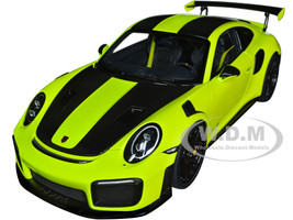 Porsche 911 991 2 GT2 RS Weissach Package Acid Green with Carbon Stripes 1/18 Model Car Autoart 78187