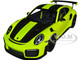 Porsche 911 991 2 GT2 RS Weissach Package Acid Green with Carbon Stripes 1/18 Model Car Autoart 78187