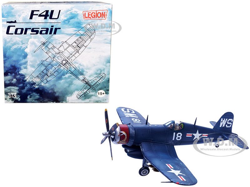 Vought F4U 4 Corsair Fighter Plane Marine Fighter Squadron 323 VMF 323 Death Rattlers USS Sicily CVE 118 1951 1/72 Diecast Airplane Model Legion LEG-14619LD