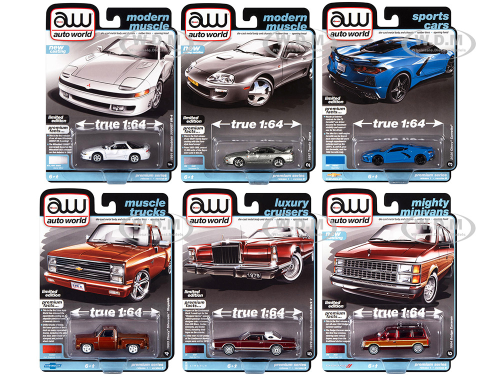 Auto World Premium 2023 Set B of 6 pieces Release 1 1/64 Diecast Model Cars  Auto World 64392B