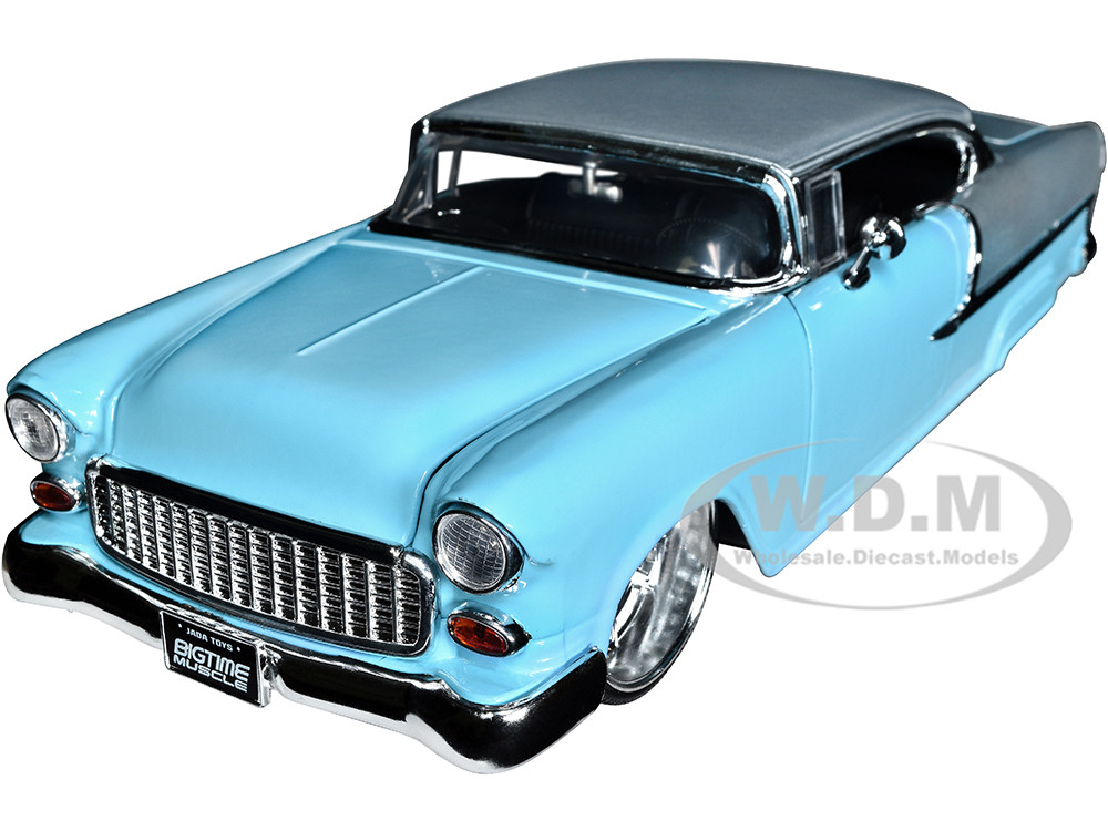 1955 Chevrolet Bel Air Light Blue and Silver Metallic Bad Guys