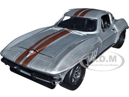 1966 Chevrolet Corvette Silver Metallic with Bronze Stripes Bigtime Muscle Series 1/24 Diecast Model Car Jada 34208